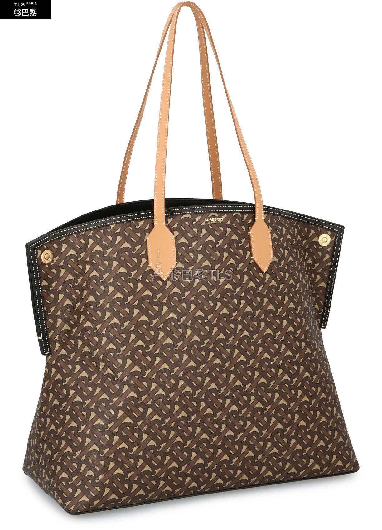 【包邮包税】 burberry 21年秋冬 女士 手提包 society logo 图案棉布