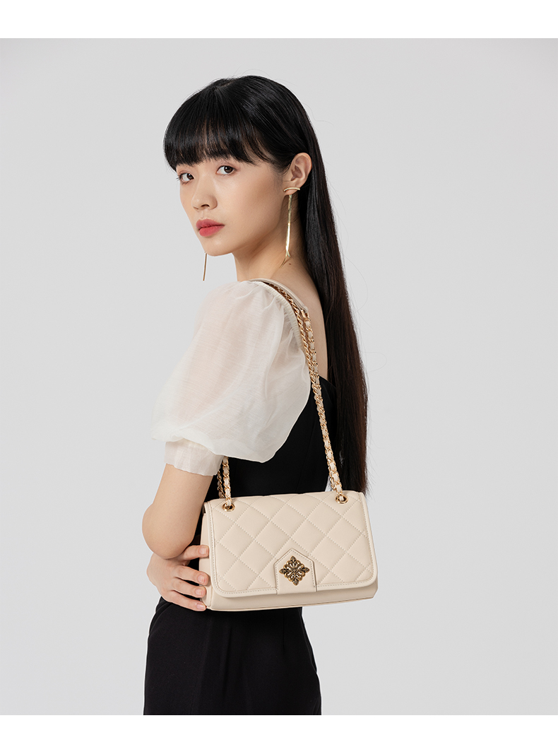 vh包包2021新款vanessa hogan/vanessa hogan 牛皮夏季菱格包链条斜