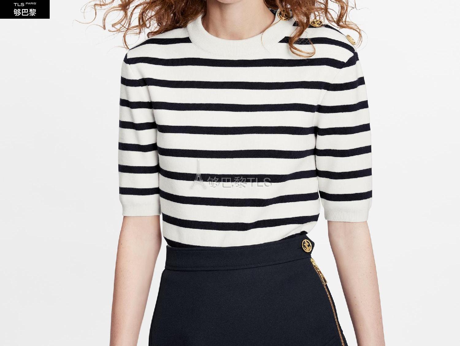 【包邮包税】 lv路易威登 21年秋冬 女士 针织衫 海*条纹短袖针织衫