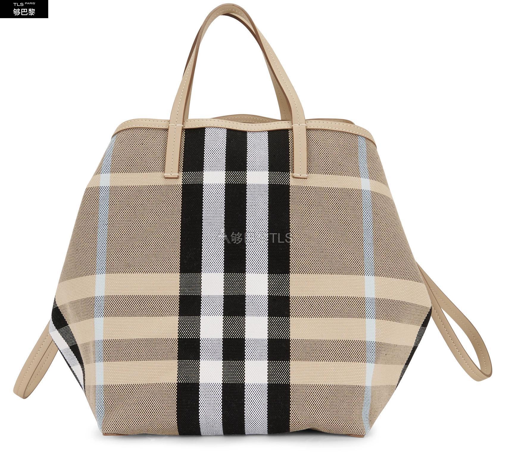 【包邮包税】 burberry 21年春夏 女士 手提包 格纹沙滩包 burduef4