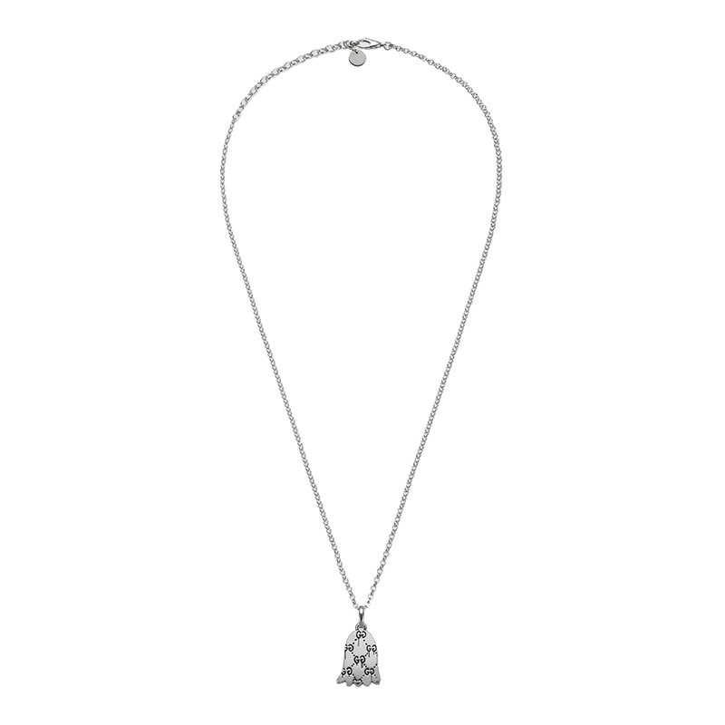 【包税】gucci/古驰 21新款 guccighost系列 925银ghost吊坠项链45527