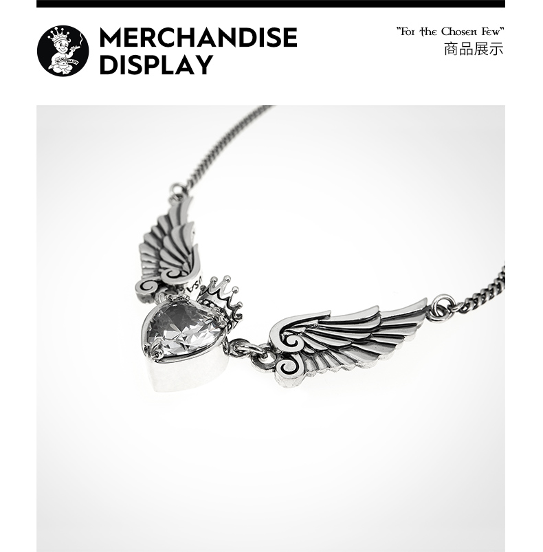 kingbaby/kingbaby经典系列 白水晶皇冠心翅膀项链 k56-5115