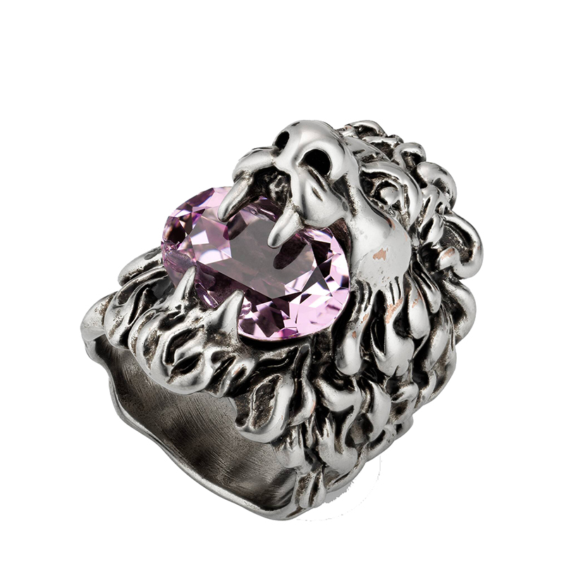 【包税】gucci/古驰 21新款 银色金属紫水晶狮头戒指 402763j1d508164