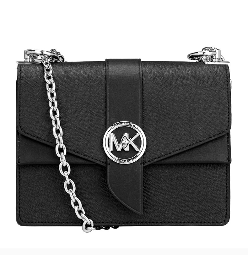 michael kors/迈克·科尔斯 greenwich系列女士黑色牛皮革经典金属mk