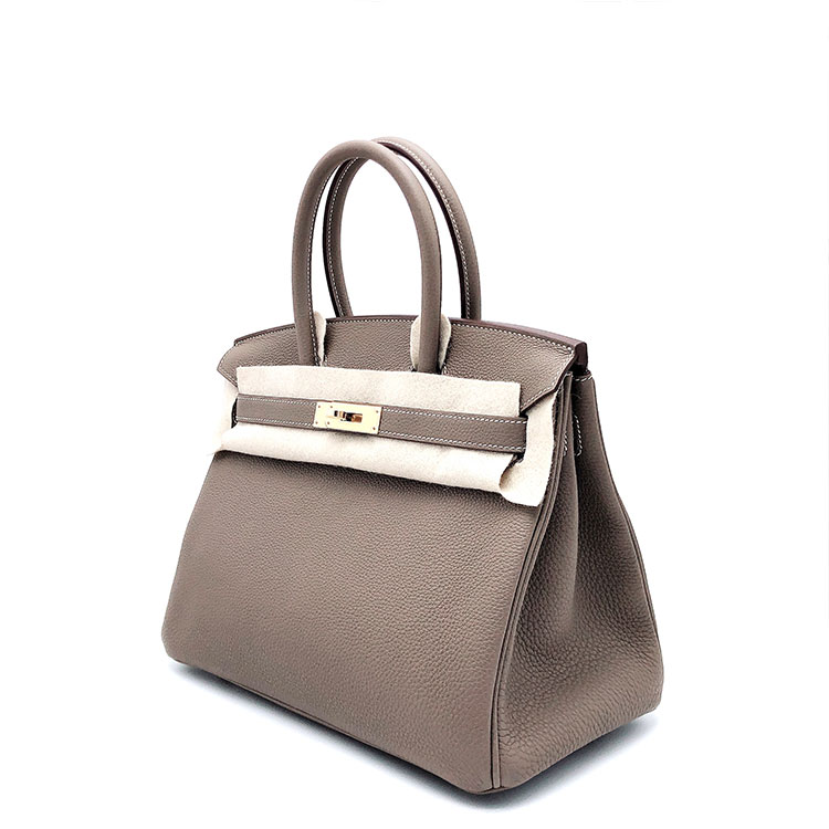 hermes/爱马仕 大象灰birkin30金扣 x刻 togo牛皮 女士 手提包