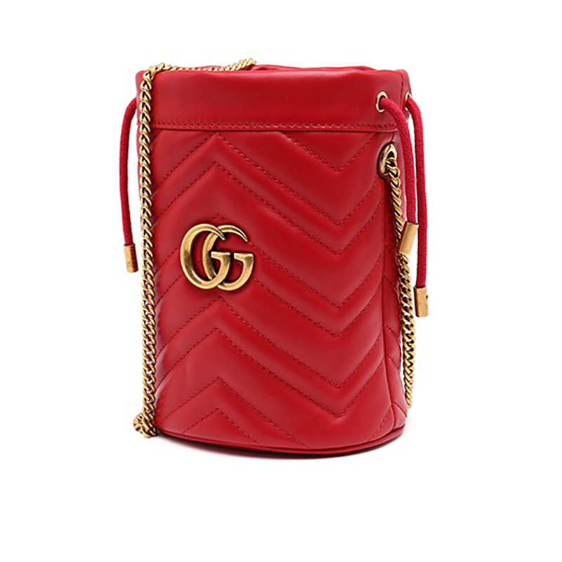 gucci/古驰红色皮质水桶链条包 斜挎包575163dtdrt