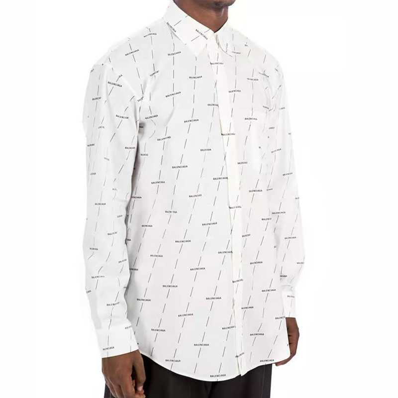 【包邮包税】balenciaga/巴黎世家 男装 时尚简约 方领 男士白色棉质