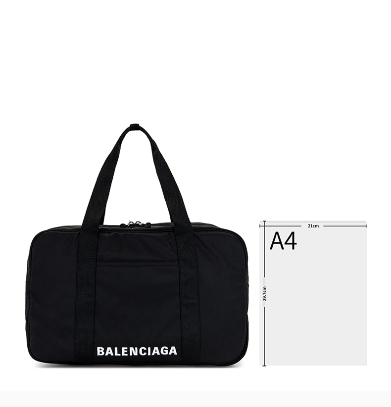 balenciaga/巴黎世家 男士黑色帆布經典字母徽標印花裝飾雙向環繞拉鍊