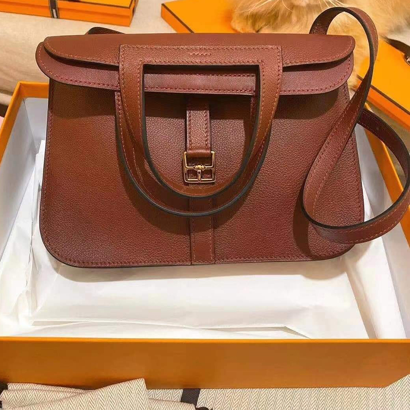 【包税】hermes/爱马仕 经典halzan 25系列 女士55号爱马仕红金扣y刻