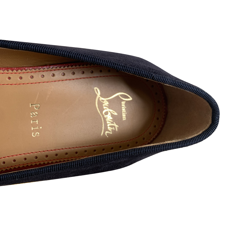 【瑕疵折扣】翻毛深蓝色铆钉鞋跟男士休闲鞋 christian louboutin