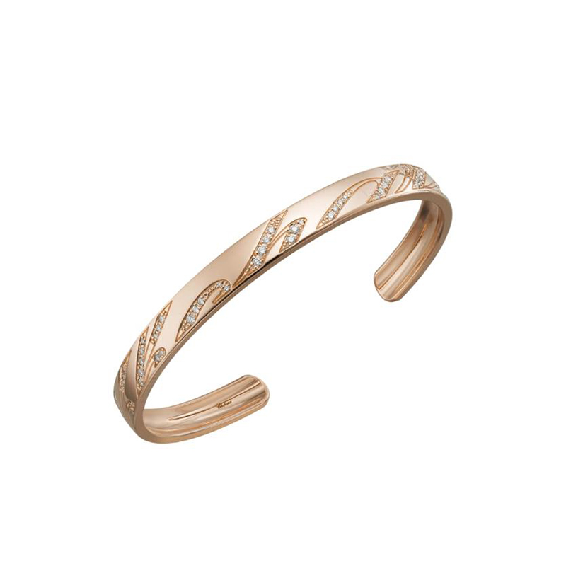 2021秋冬新款 chopardissimo系列 18k金黄金徽标镶嵌钻石刻印开口手镯