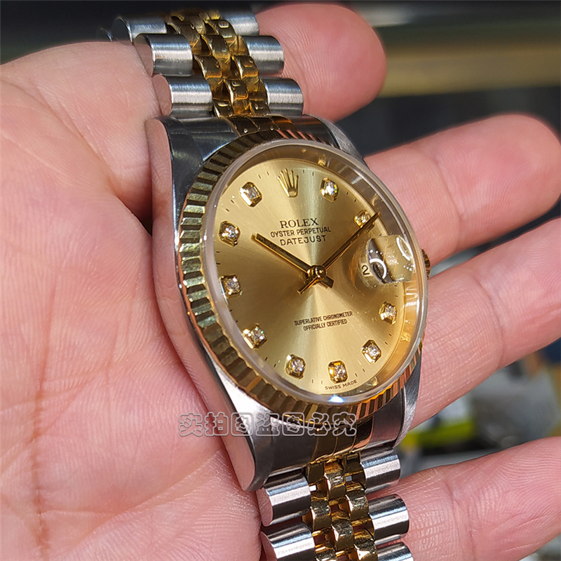 系列】rolex/勞力士16233金面原鑲鑽日誌男表[二手a級別]【正品 價格