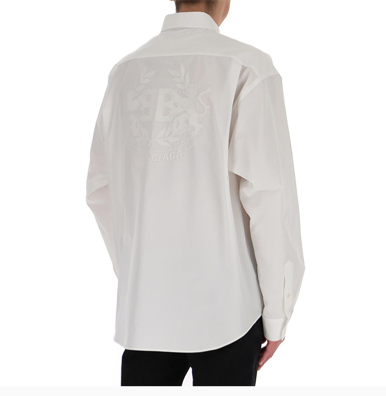 balenciaga 巴黎世家 男士 服装 21春夏 白色翻领系扣棉质长袖衬衫