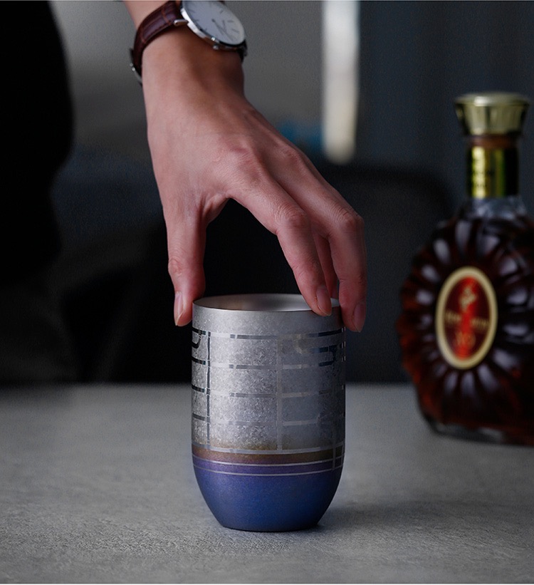 日本进口钛杯horie 堀江纯钛双层水杯钛合金隔热保冷钛杯子进口太空杯