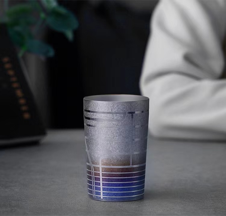 日本进口钛杯horie 堀江纯钛双层水杯钛合金隔热保冷钛杯子进口太空杯