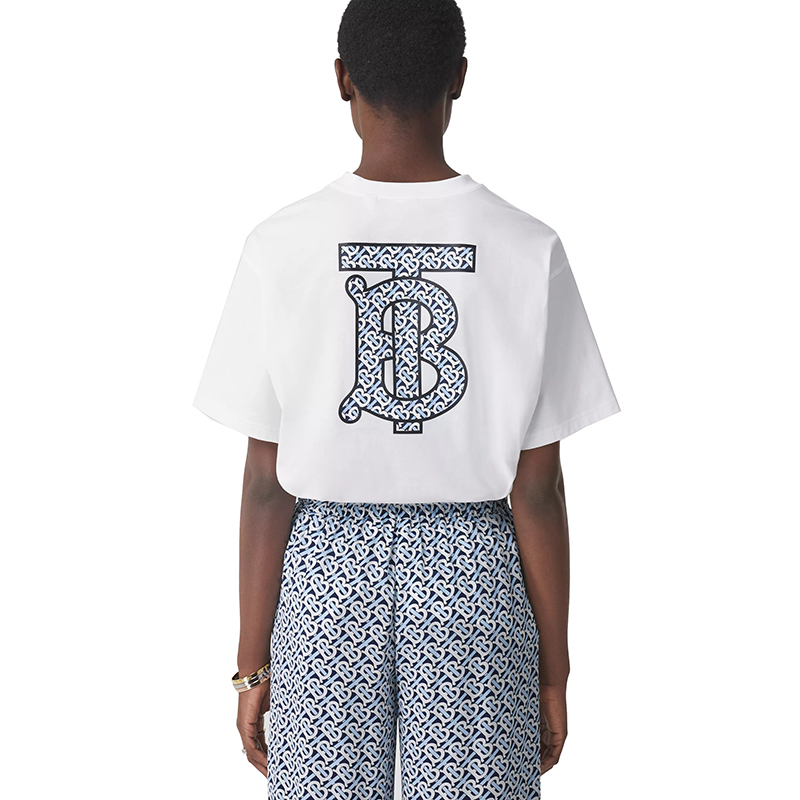 【包税】burberry/博柏利 21年秋冬新款 女士白色专属标识图案棉质