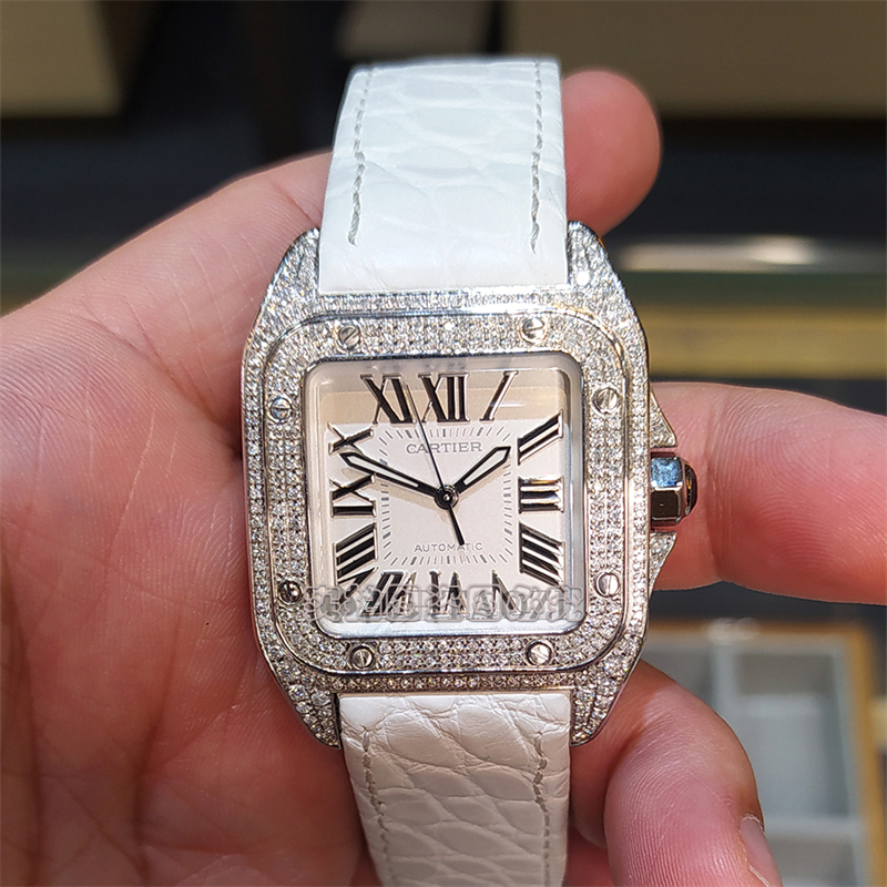 cartier/卡地亚桑托斯后镶钻w20122u2自动机械女表[二手a级别]