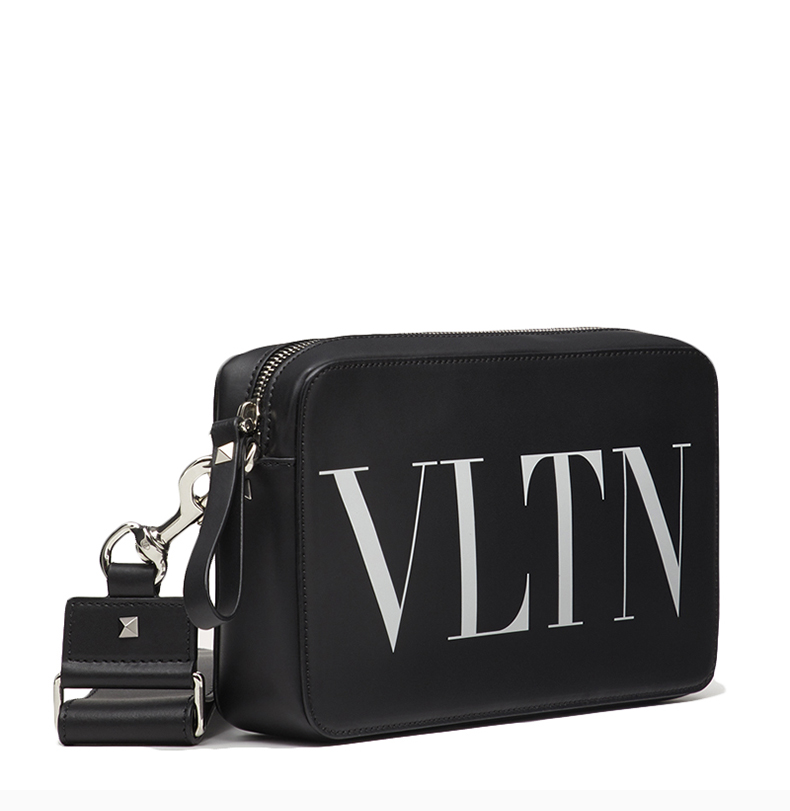 【包税】valentino/华伦天奴 vltn系列男士黑色小牛皮经典字母徽标