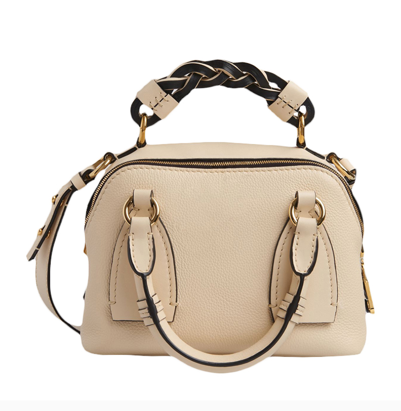 chloe/克洛伊 daria系列小号女士米色光滑闪亮小牛皮经典字母徽标印花