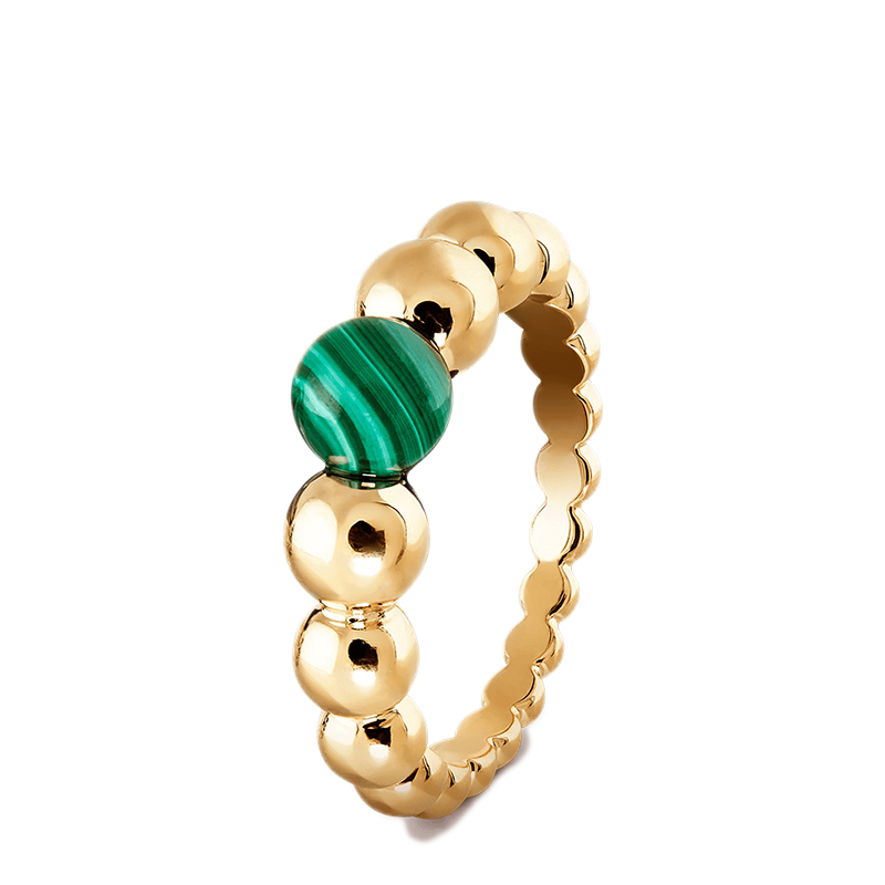 梵克雅宝 经典perlée couleurs variation系列 18k金白金圆形孔雀石