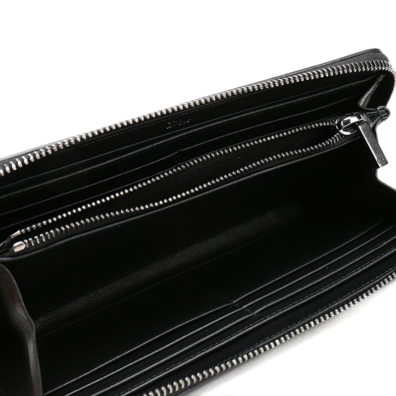 【包税】dior/迪奥 男包男士黑色皮革时尚经典拉链长款钱包钱夹手拿包