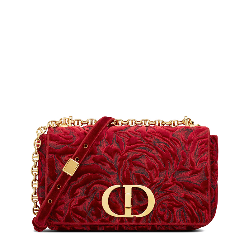 【包税】dior/迪奥 2021秋冬新款 caro系列 女士中号红色玫瑰刺绣