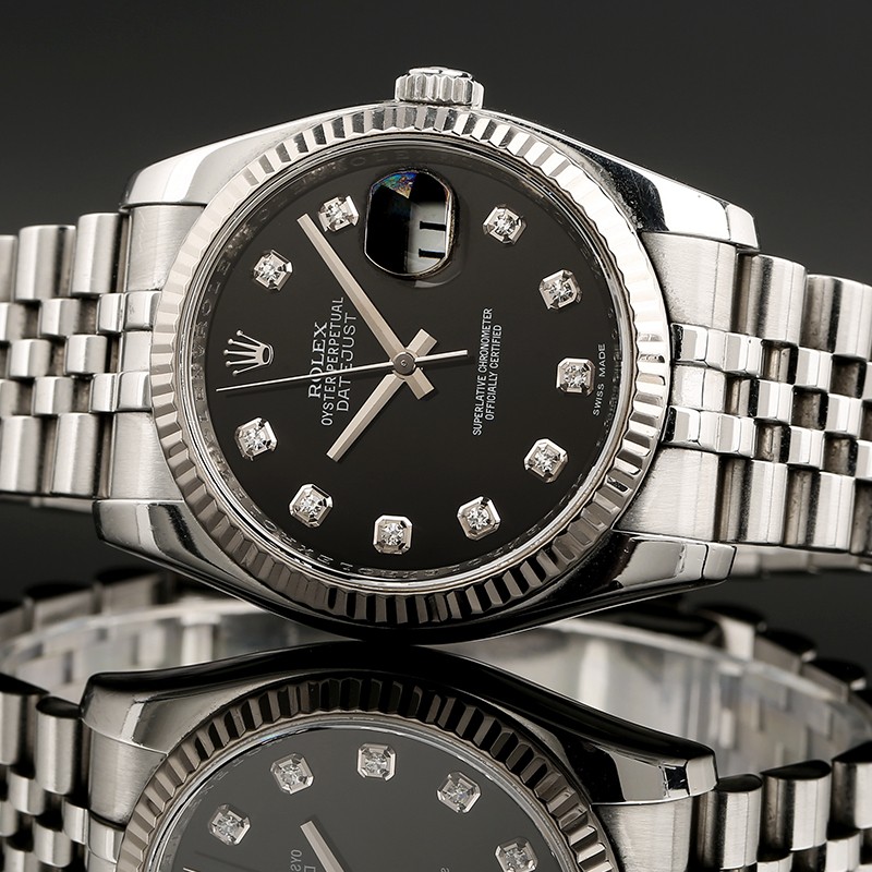 rolex/劳力士日志型白金圈自动机械男表116234黑面,[二手a级别]