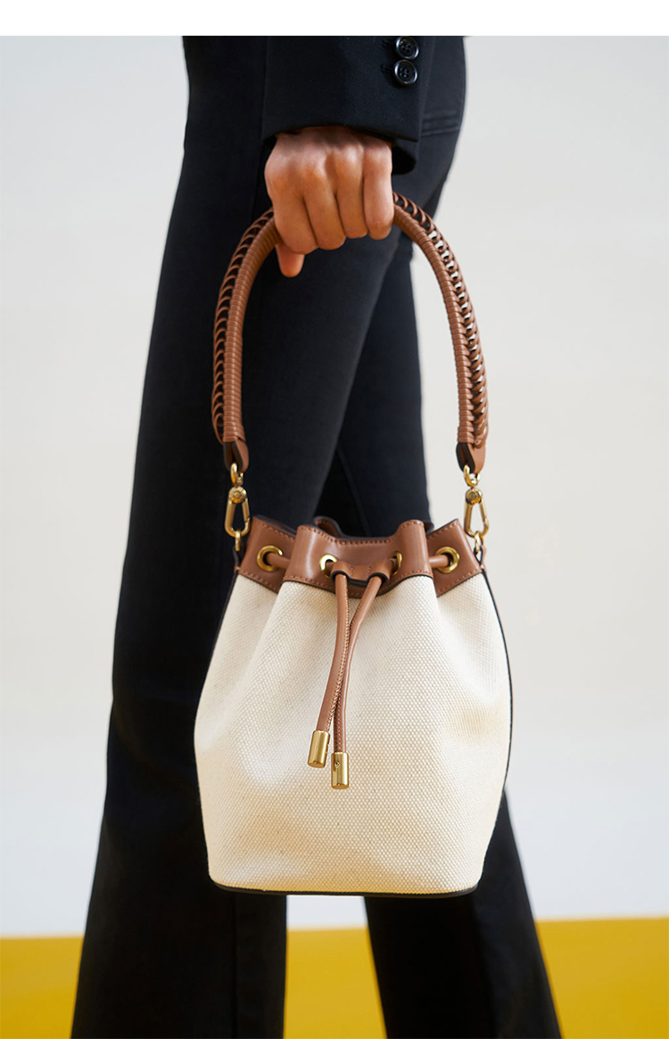 charles&keith/charles&keith 小ck秋季新品 人造革编制手提式水桶包