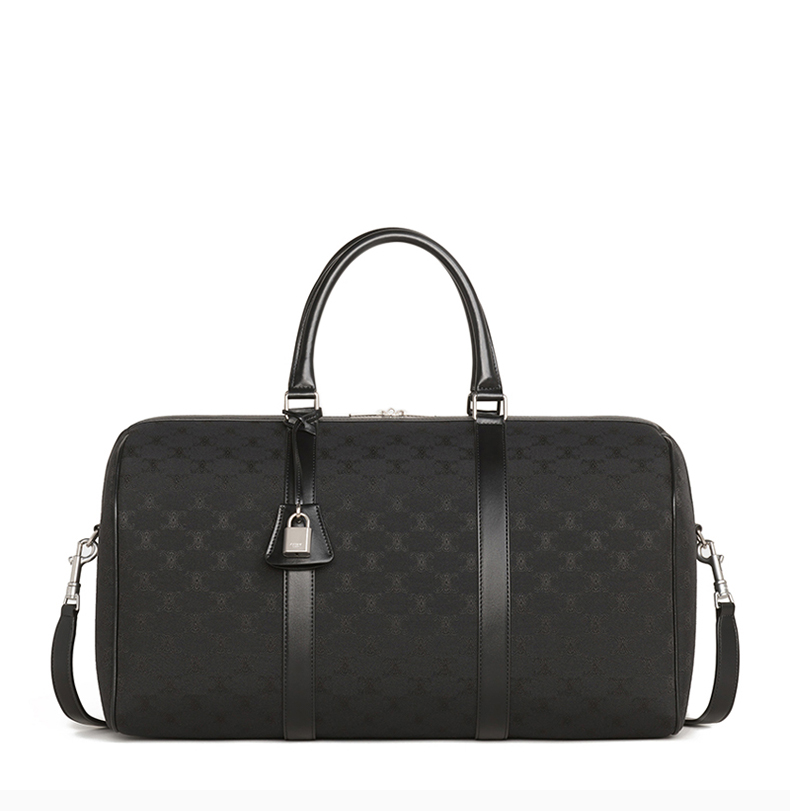 【包税】celine/赛琳 男士黑色中号标志印花牛皮革手提包旅行包男包