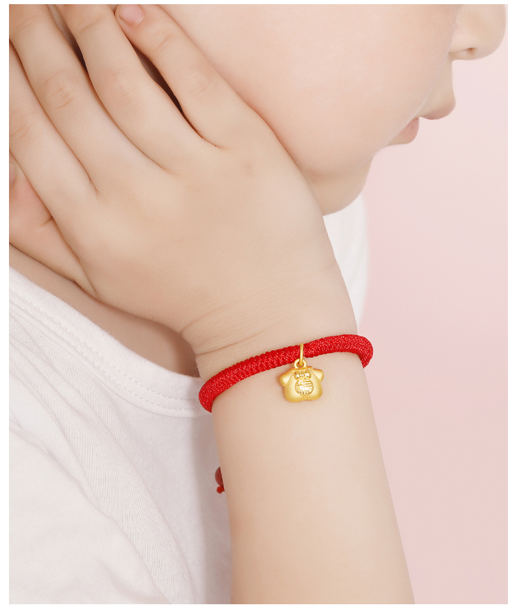 周贝贝/周贝贝珠宝 小金衣 黄金足金3d硬金 转运珠手链 宝宝款 周岁礼