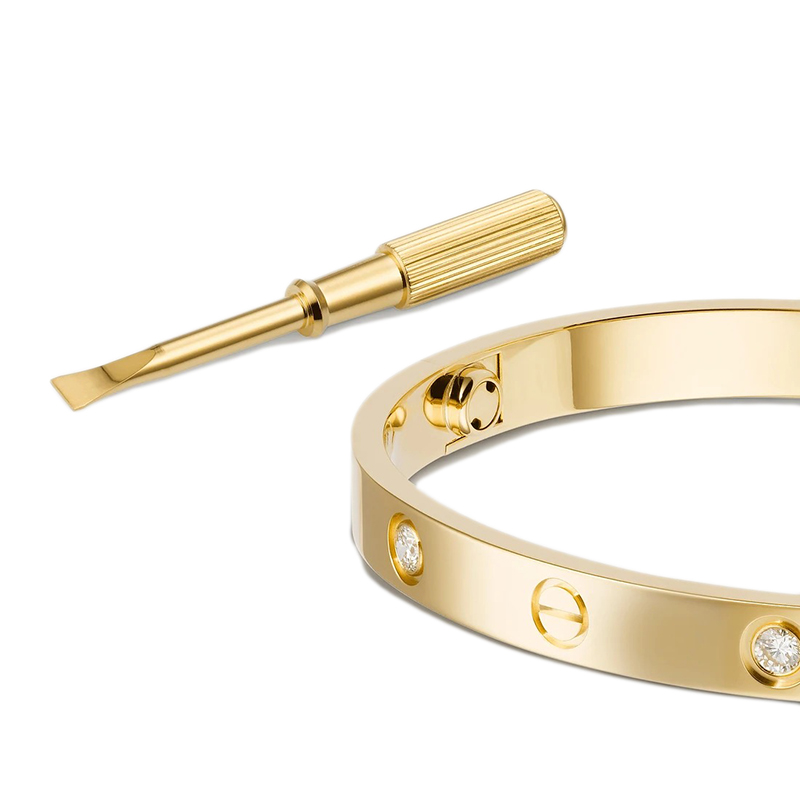 【包税】cartier/卡地亚 经典love系列 18k金黄金镶嵌4颗钻石手镯b