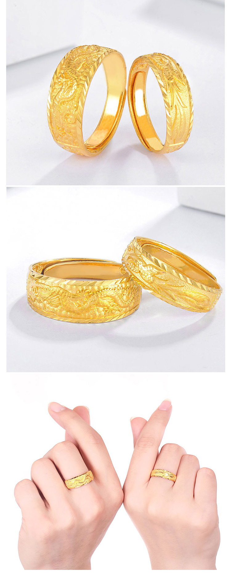 璀尚/璀尚珠宝 黄金情侣戒指 足金女款龙凤对戒活口戒指(单只) hjj