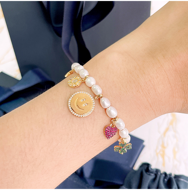 apm monaco/apm monaco新品幸运符珍珠手链 ab4378my 笑脸爱心四叶草