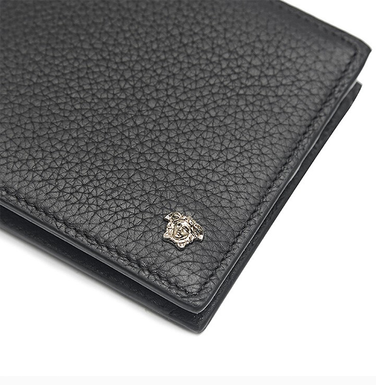 【versace范思哲 钱包】versace/范思哲 男士黑色小牛皮金属美杜莎