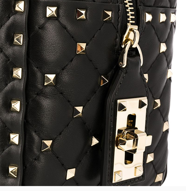 valentino/华伦天奴 女士黑色铆钉绗缝rockstud手提可单肩包 rw0b0e10