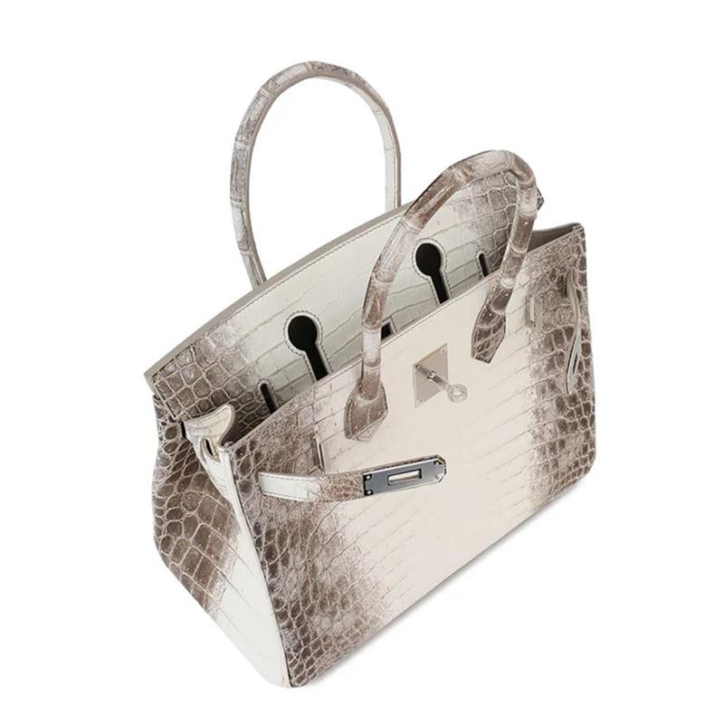 【现货】hermes/爱马仕喜马拉雅鳄鱼皮birkin35银扣手提包x刻95新已