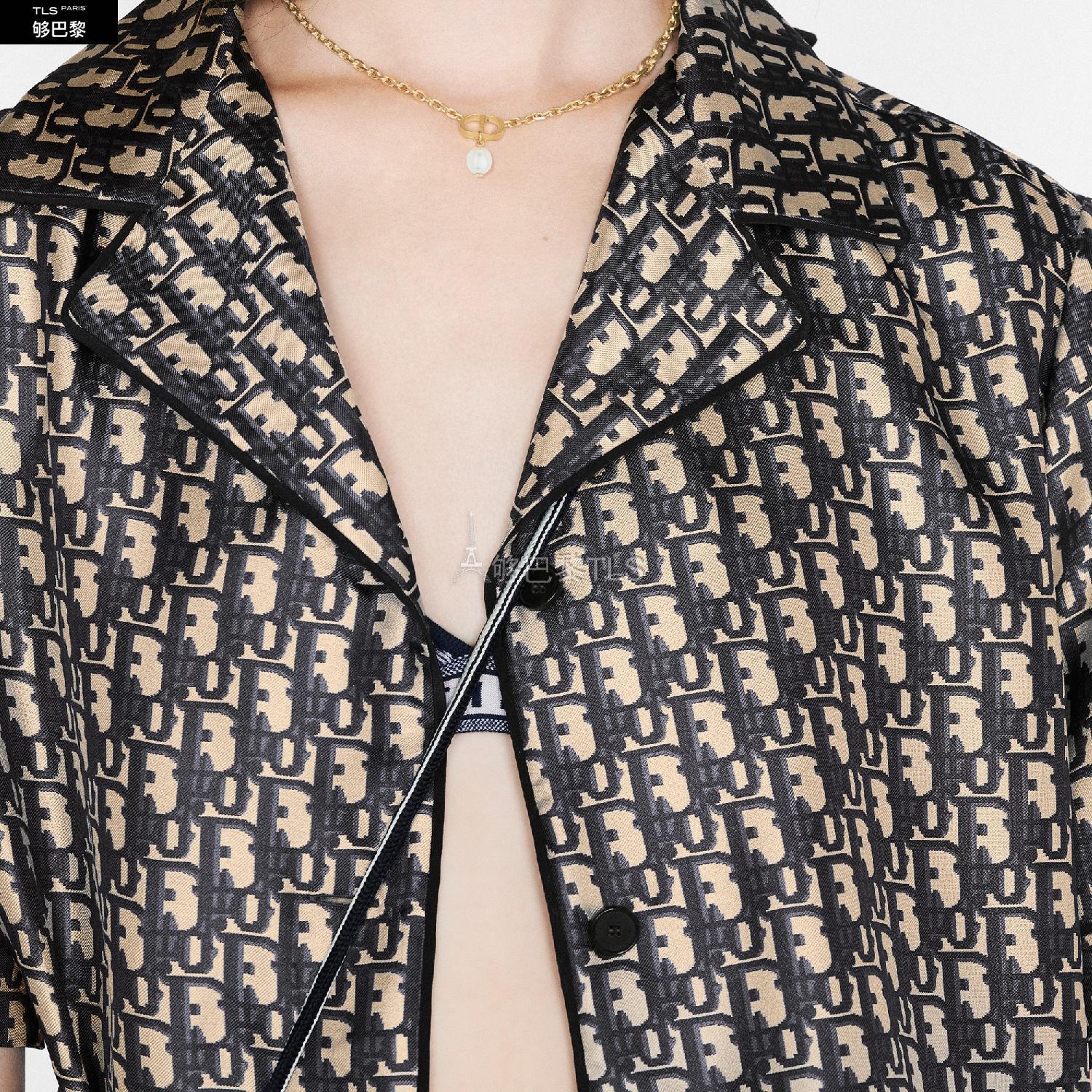 dior迪奥 21年秋冬 女士 短袖衬衫 dior chez moi 家居服上衣 121v46a