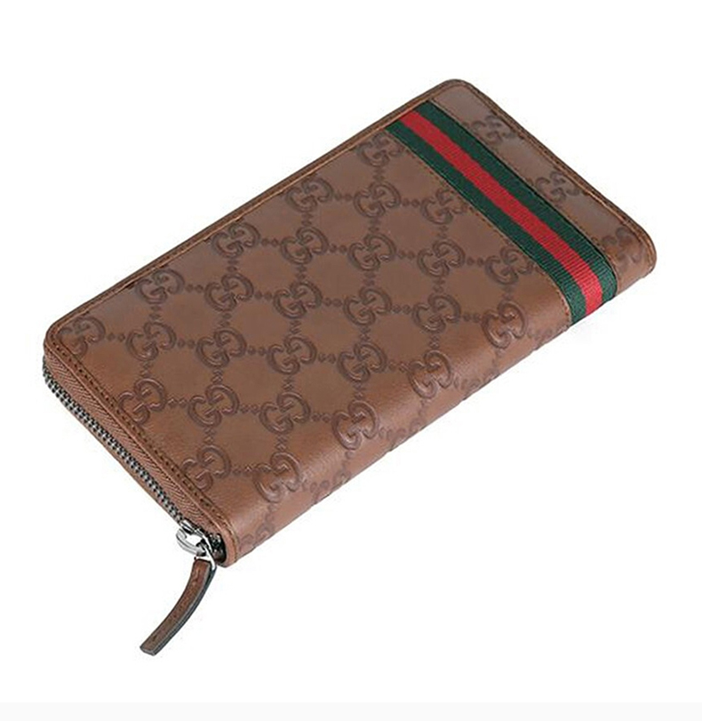 【包税】gucci/古驰 男士牛皮长款棕色钱包 308009-a0vbr-2574