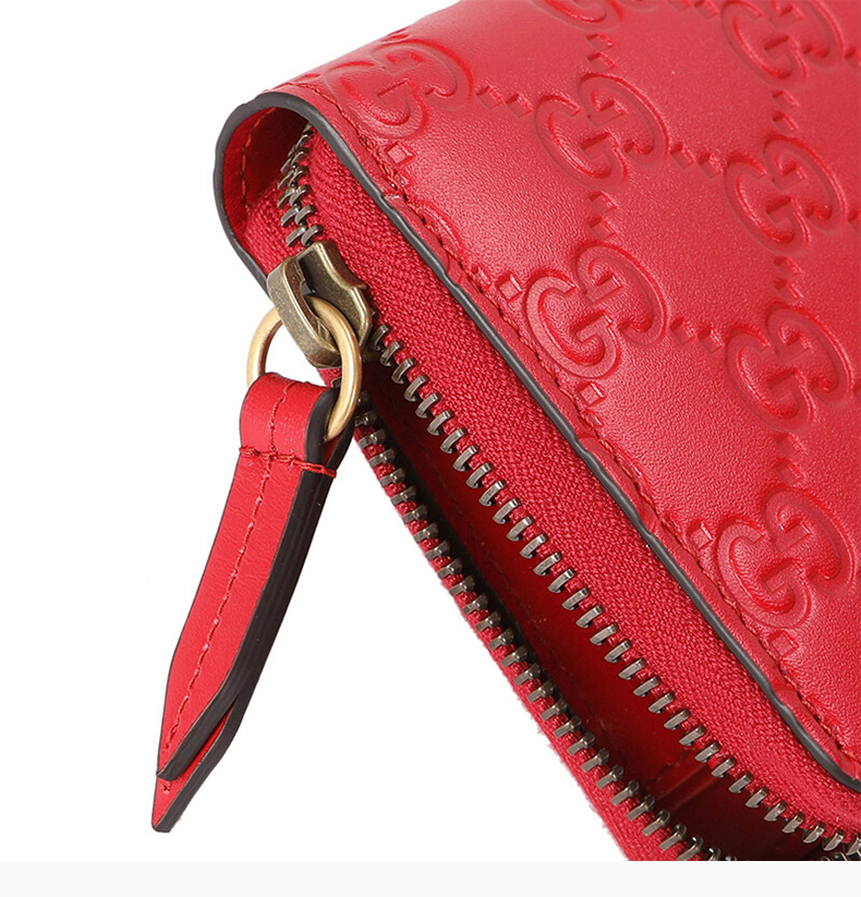 【包税】gucci/古驰 女士红色皮革樱桃装饰长款钱包 476049-0g6et