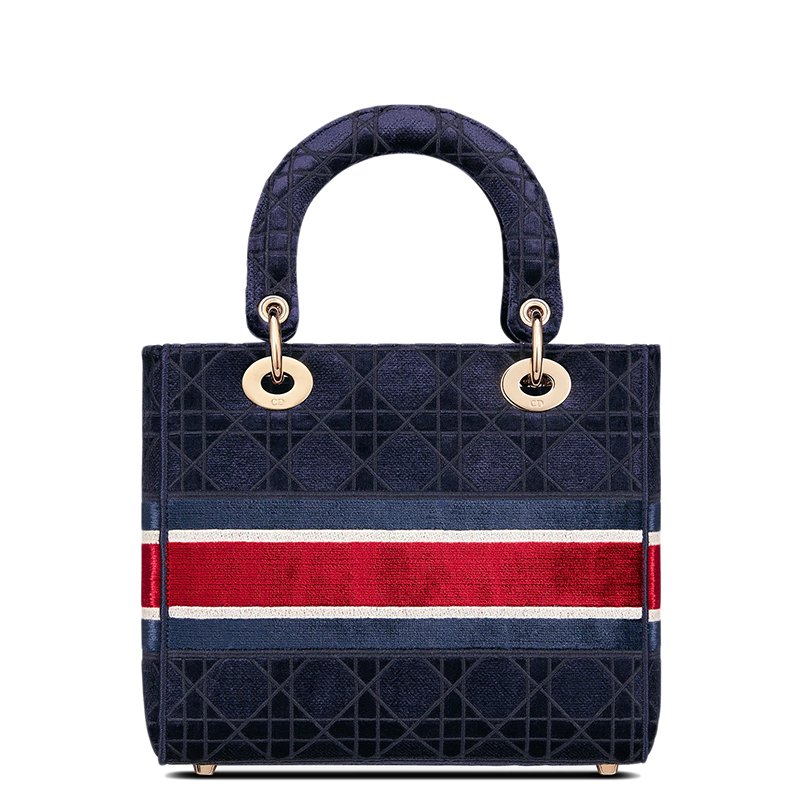 【包税】dior/迪奥 21秋冬新款lady d-lite系列 女士中号蓝色藤格纹