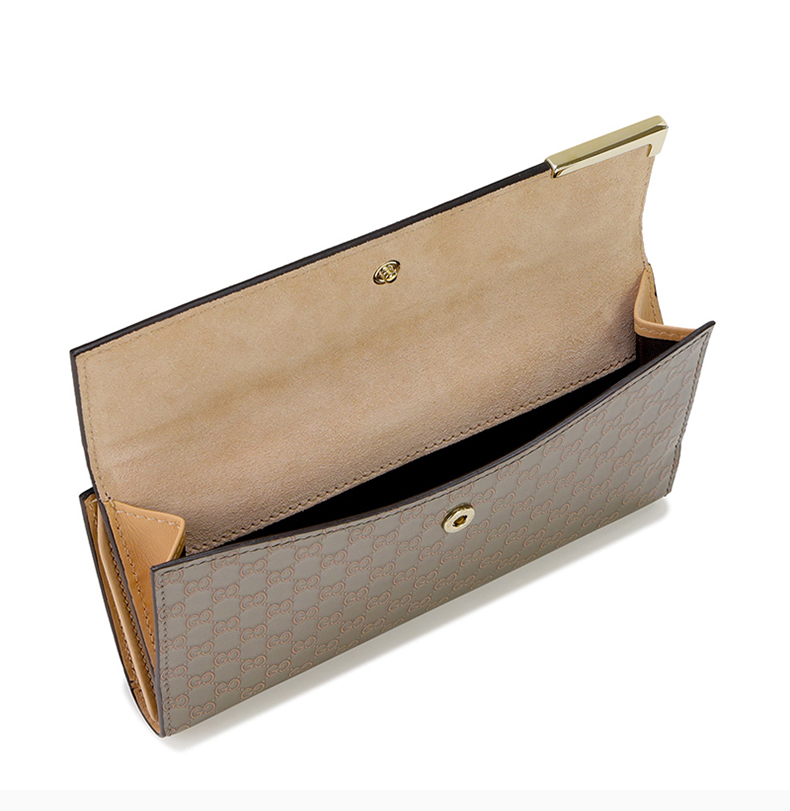 【包税】gucci/古驰 女士长款灰色皮革钱包卡包女包 257012-ar91g