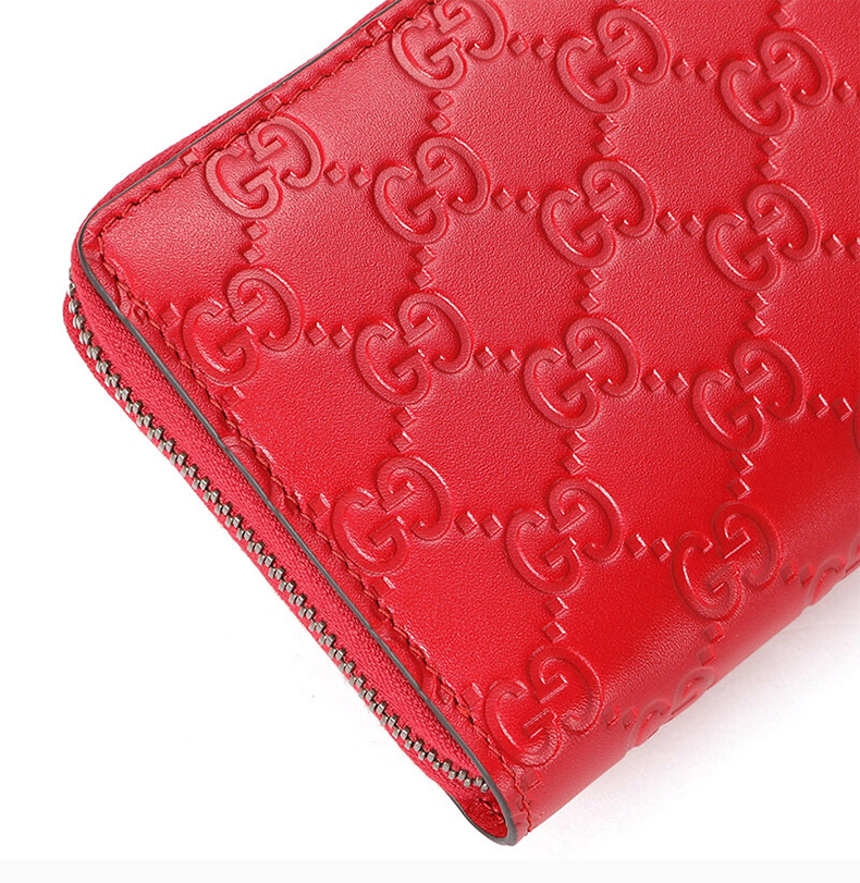 【包税】gucci/古驰 女士红色皮革樱桃装饰长款钱包 476049-0g6et