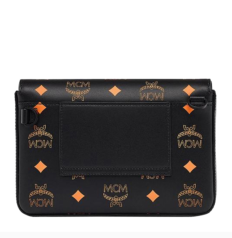 【包税】mcm 女士黑色涂层帆布图案印花斜挎包单肩包女包 mmrbasx05o9