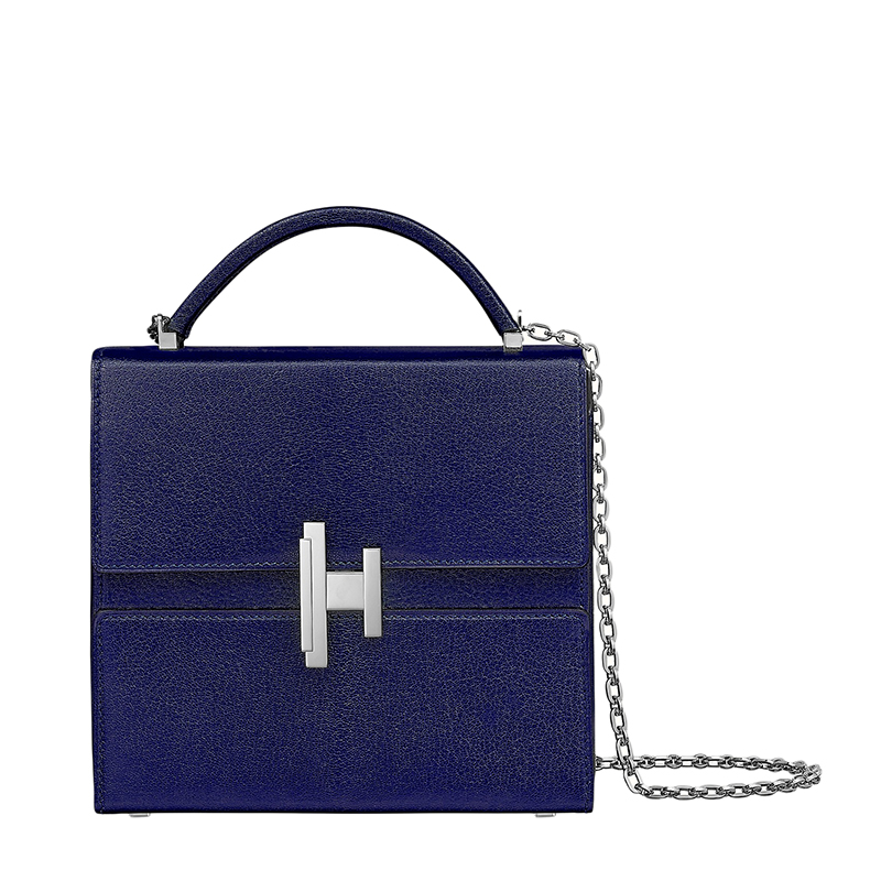 【包税】hermes/爱马仕 经典cinhetic系列 女士墨蓝色chamkila山羊皮