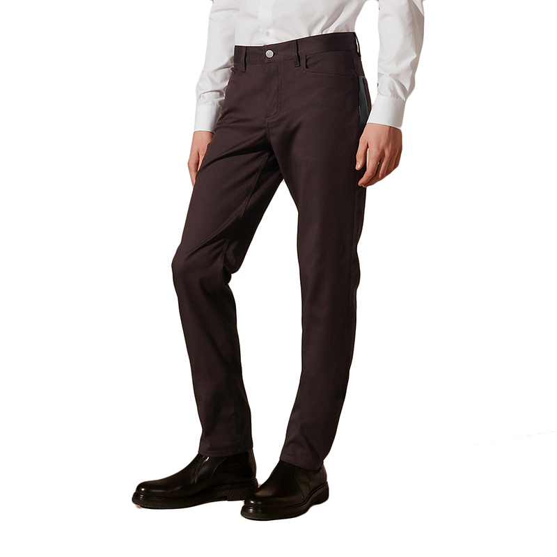 hermes/爱马仕 21年秋冬新款 男士酒红色弹力棉质牛仔裤h165420h54940