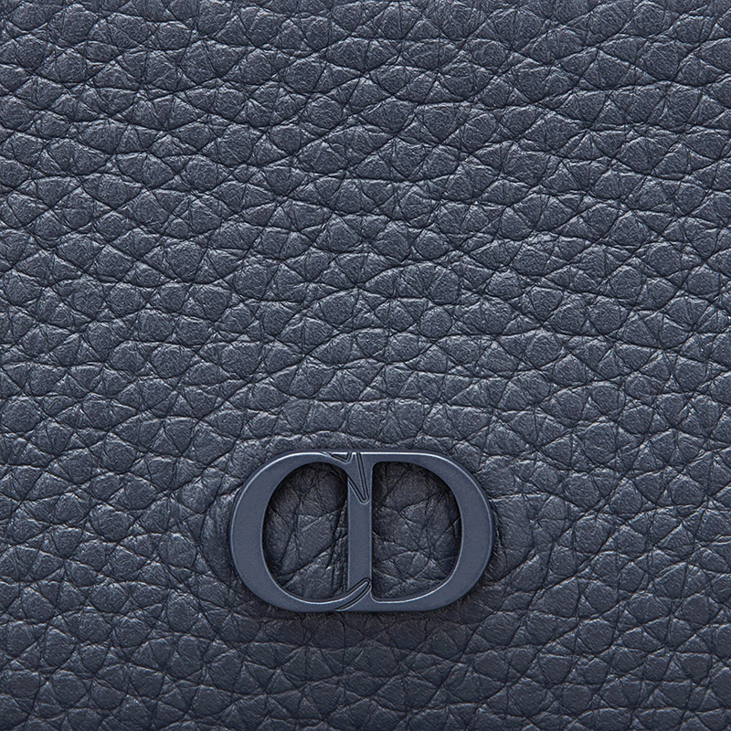 【包税】dior/迪奥 21新款 男士海军蓝色粒面小牛皮cd标志双折短款