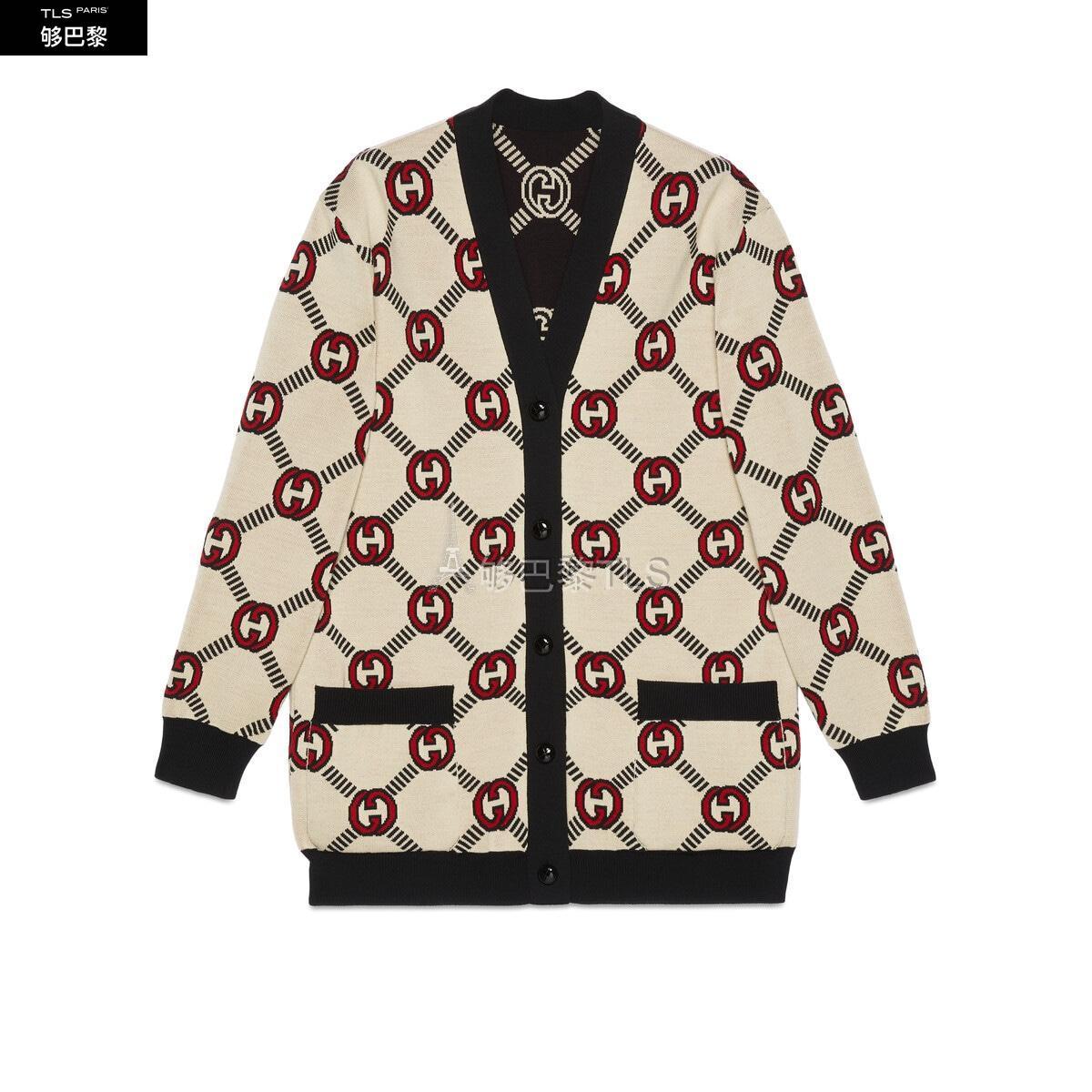 毛衣】【包邮包税】 gucci古驰 21年秋冬 女士 互扣式双g双面羊毛开衫