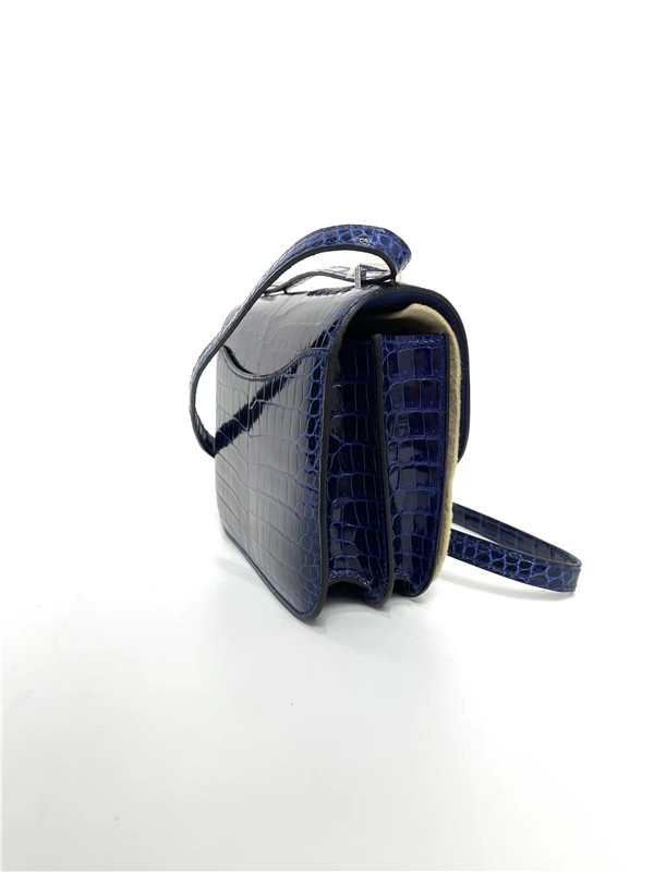 hermes/爱马仕 constance19 鳄鱼皮 倒v 73宝石蓝 钻扣(99新未使用)