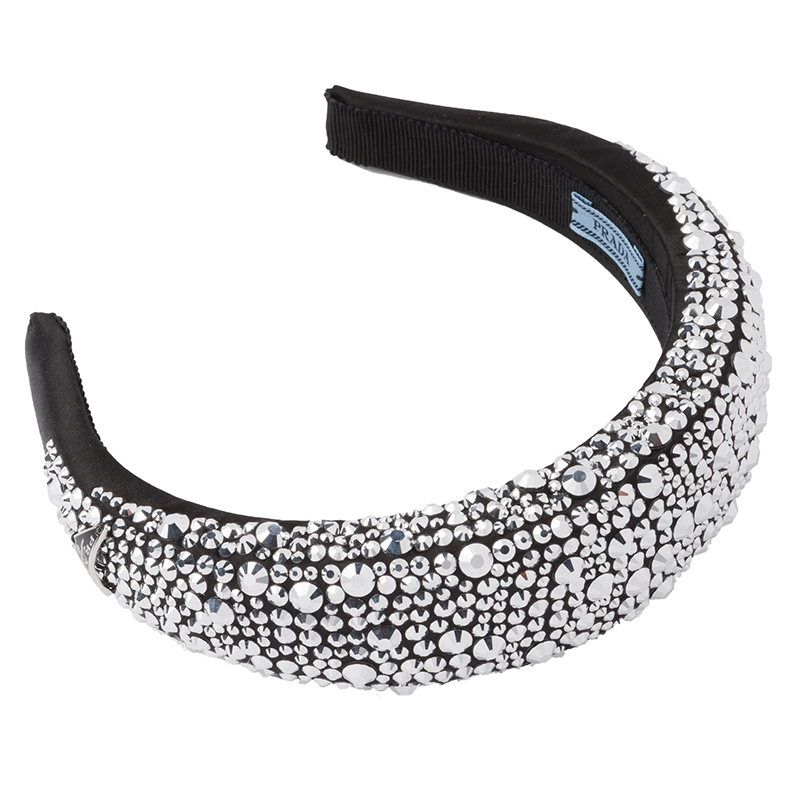 【包税】prada/普拉达 21年秋冬新款 女士金属色仿水晶缎面发箍1ih019