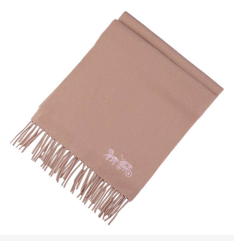 coach/蔻驰 女士纯色羊绒经典马车徽标印花末端流苏装饰披肩围脖围巾